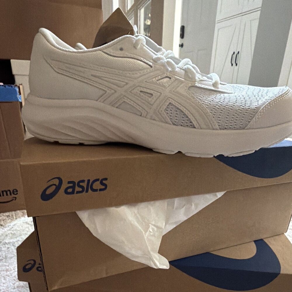 ⁠ASICS Contend 9 GS Kids Running Shoes White Glacier Grey Sneakers US 6.5 Y NIB